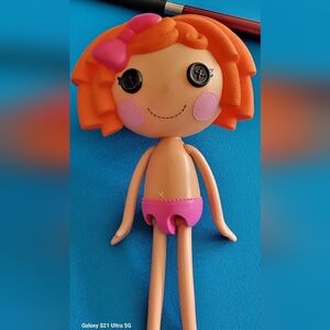Adorable Button-Eyed Doll with Orange Hair and Pink Outfit